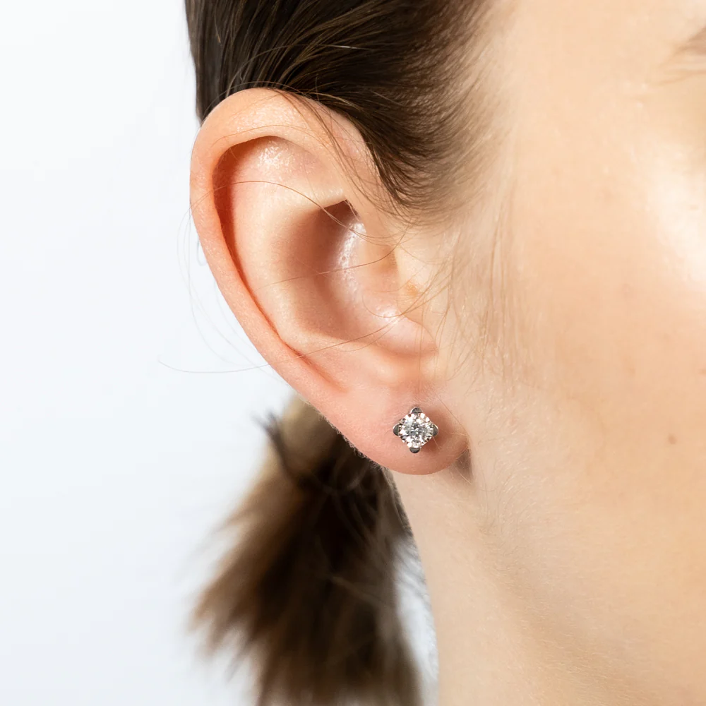 Luminesce Lab Grown 9ct White Gold 0.40 Carat Diamond Solitaire Stud Earrings - Image 2