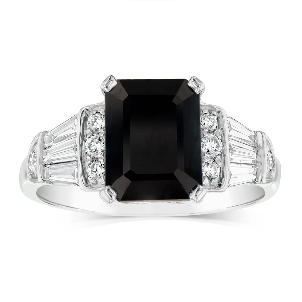 Luminesce Lab Grown 9ct White Gold 1/2 Carat Diamond 3 Carat Natural Sapphire Ring