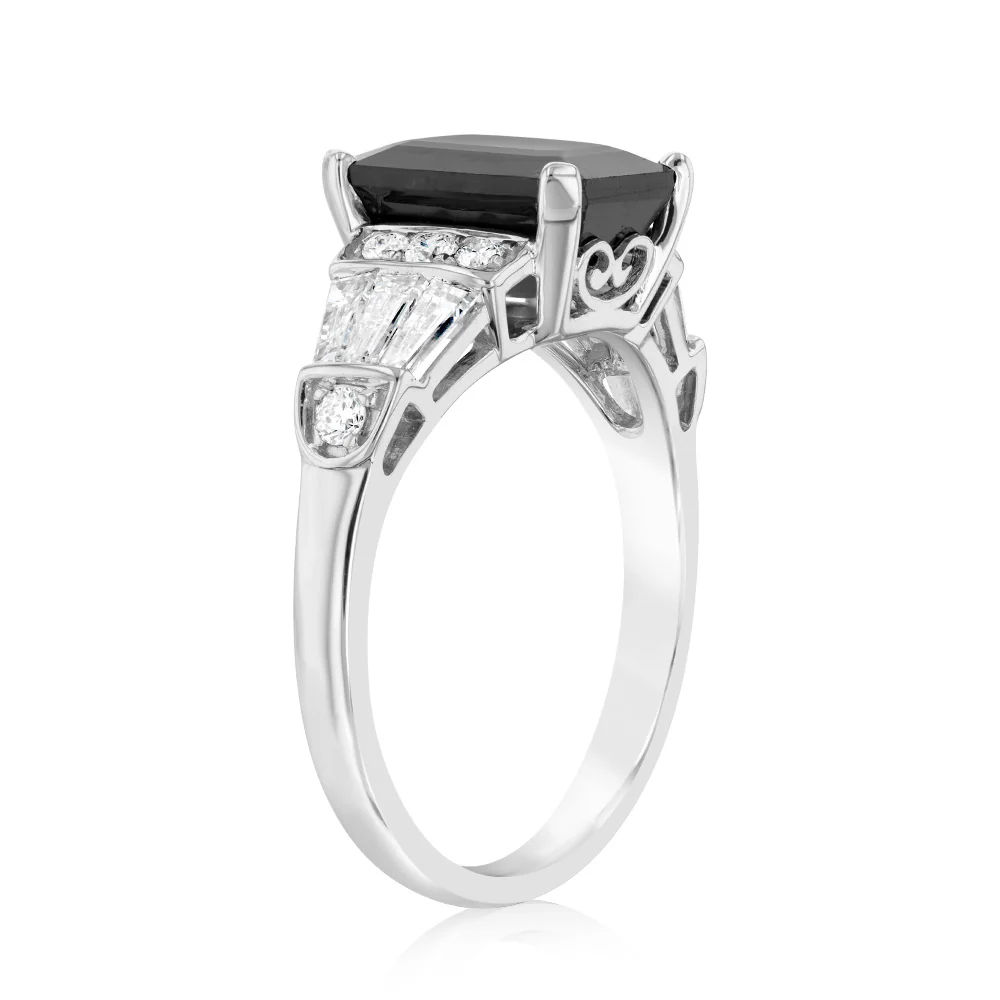 Luminesce Lab Grown 9ct White Gold 1/2 Carat Diamond 3 Carat Natural Sapphire Ring - Image 3