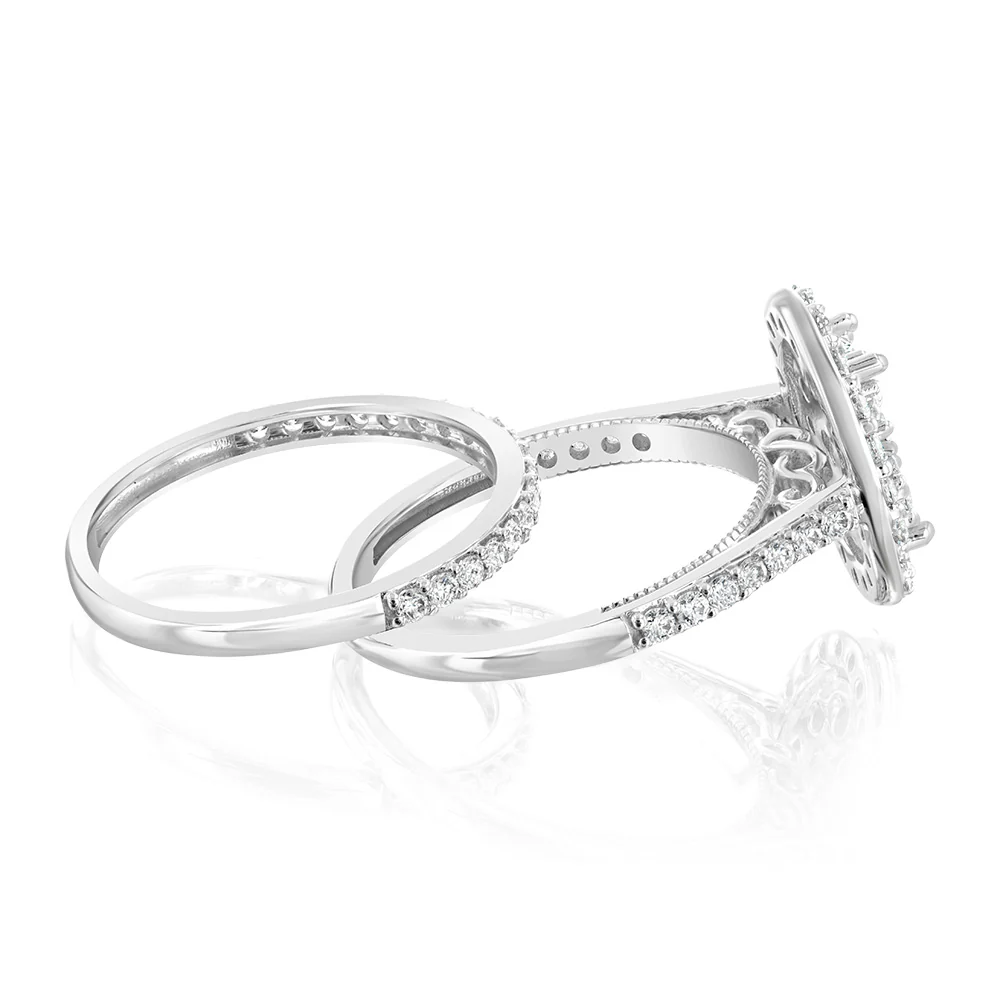 Luminesce Lab Grown 9ct White Gold 1.2 Carat Diamond Round Shaped Bridal Set - Image 2