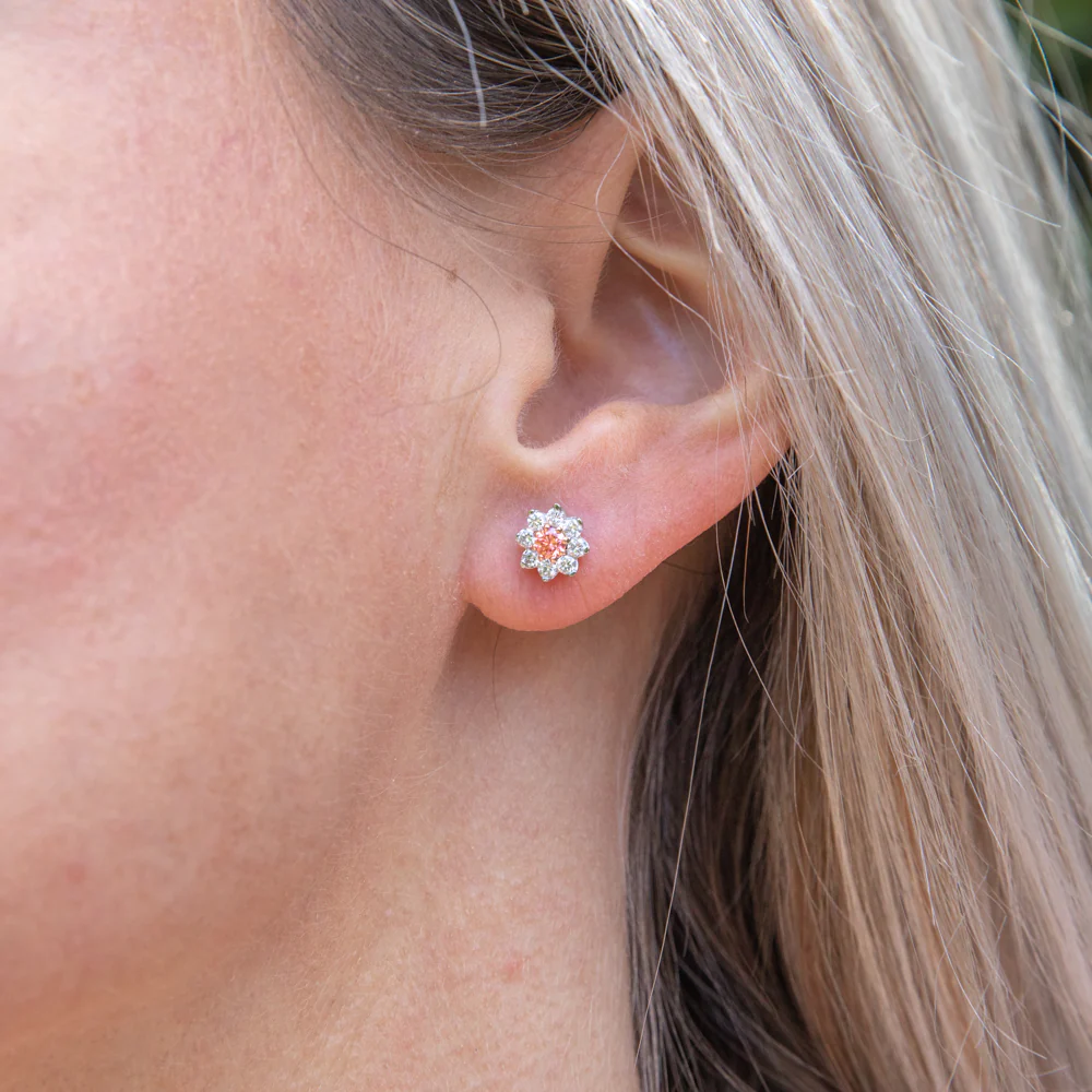 Luminesce Lab Grown 9ct White Gold 1/2 Carat Pink and White Diamond Stud Earrings - Image 2