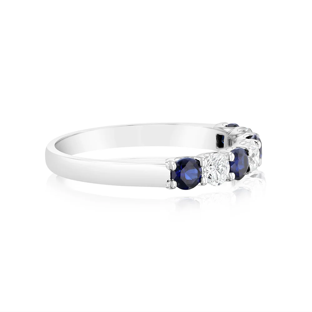 Luminesce Lab Grown 9ct White Gold Created Blue Sapphire 0.30 Carat Diamond Ring - Image 2