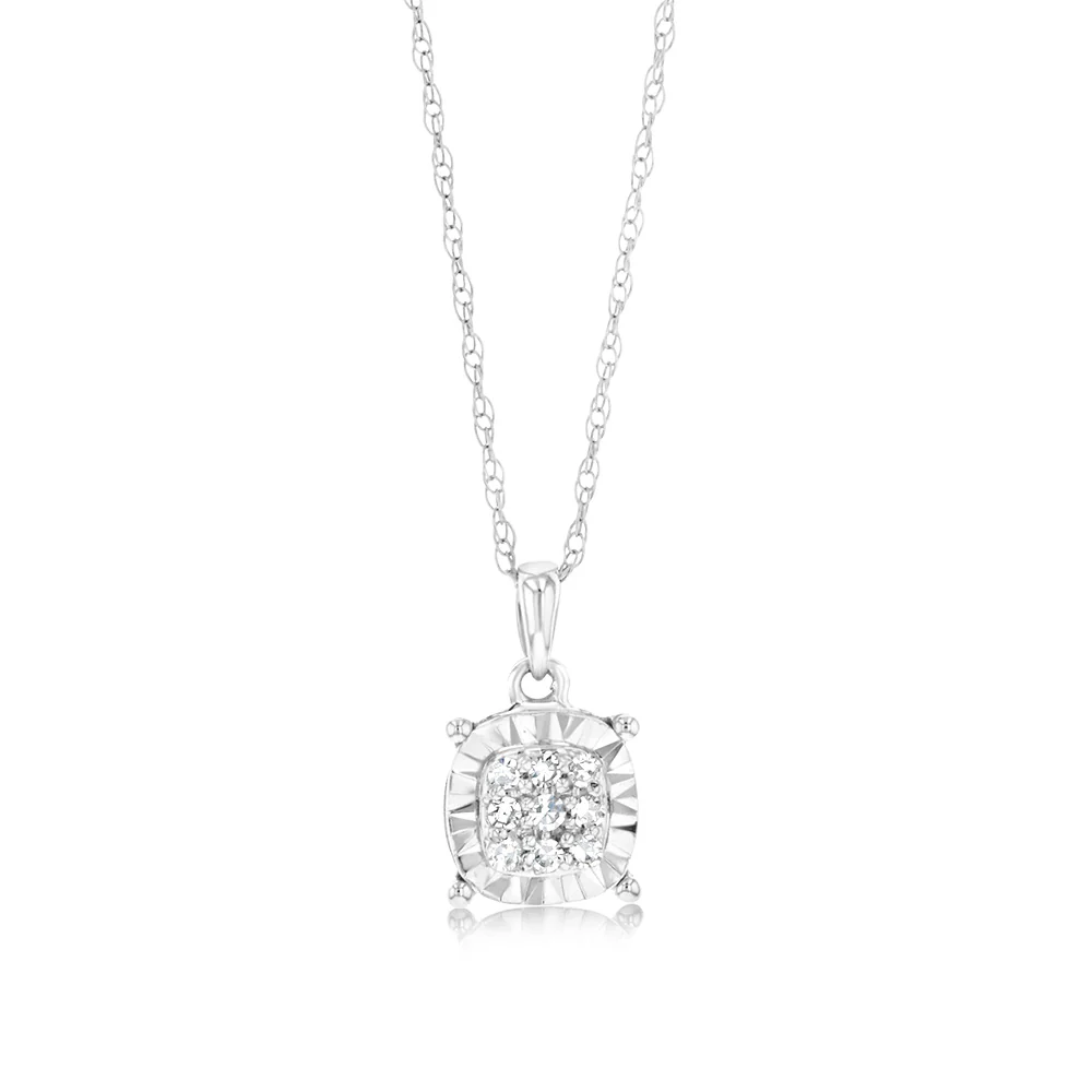 Luminesce Lab Grown 9ct White Gold Diamond Claw Pendant
