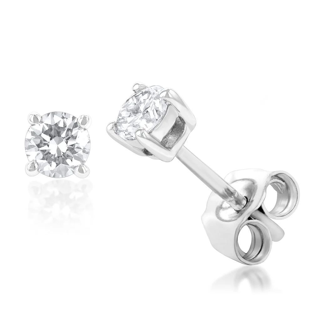 Luminesce Lab Grown 9ct White Gold Diamond Solitiaire Classic 1/3 Carat Stud Earrings