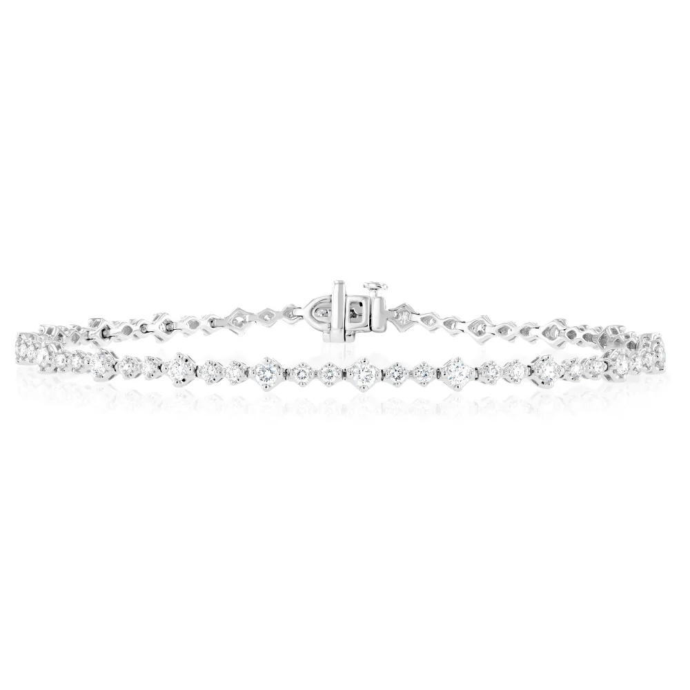 Luminesce Lab Grown 9ct White Gold with 1.5 Carat Fancy Diamond Bracelet