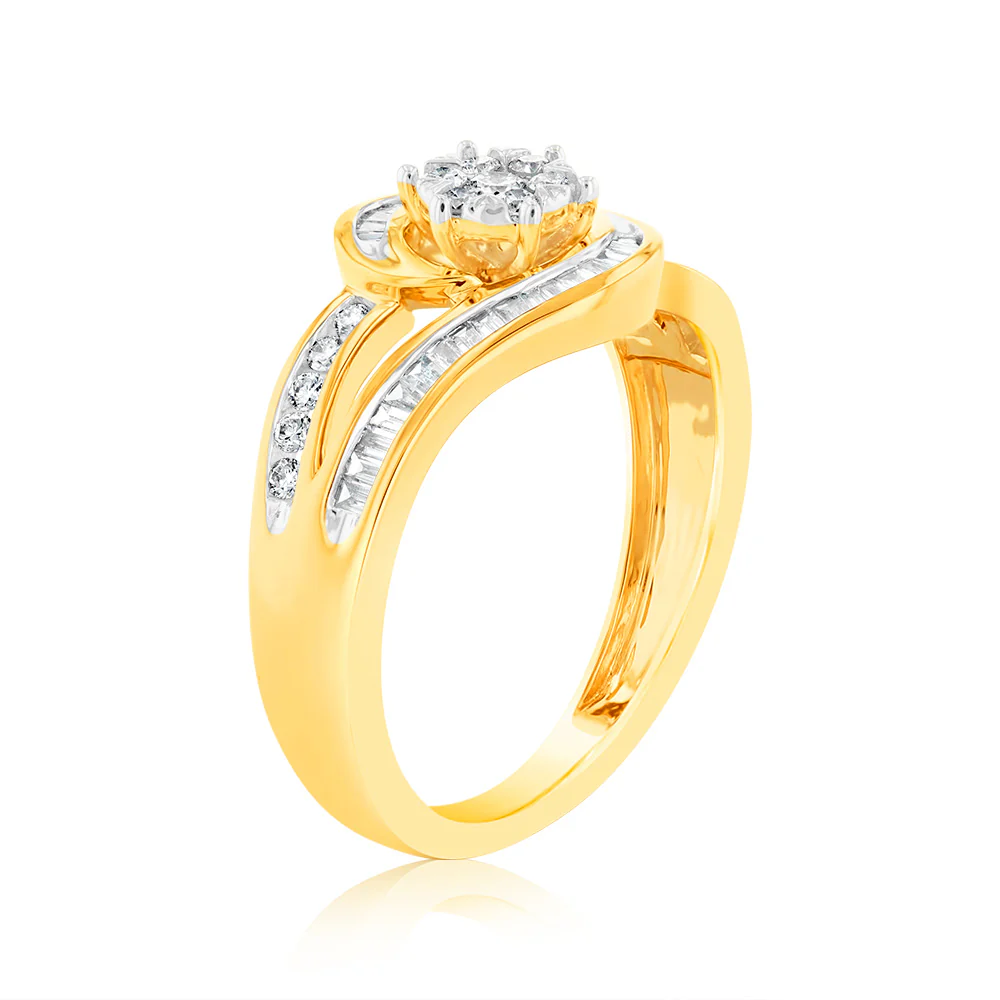 Luminesce Lab Grown 9ct Yellow Gold 0.30 Carat Diamond Wrap Around Ring in 51 Diamonds - Image 3