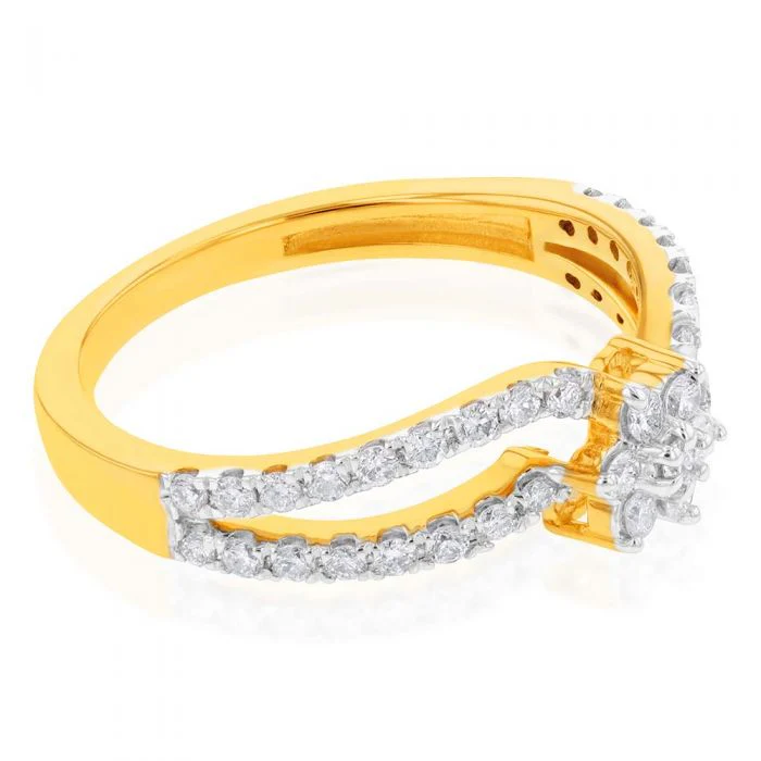 Luminesce Lab Grown 9ct Yellow Gold 0.40 Carat Diamond Ring with 41 Diamonds - Image 2