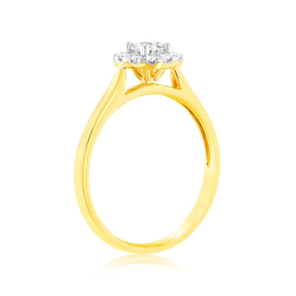 Luminesce Lab Grown 9ct yellow Gold 0.40 Carat Halo Brilliant Cut Ring - Image 3