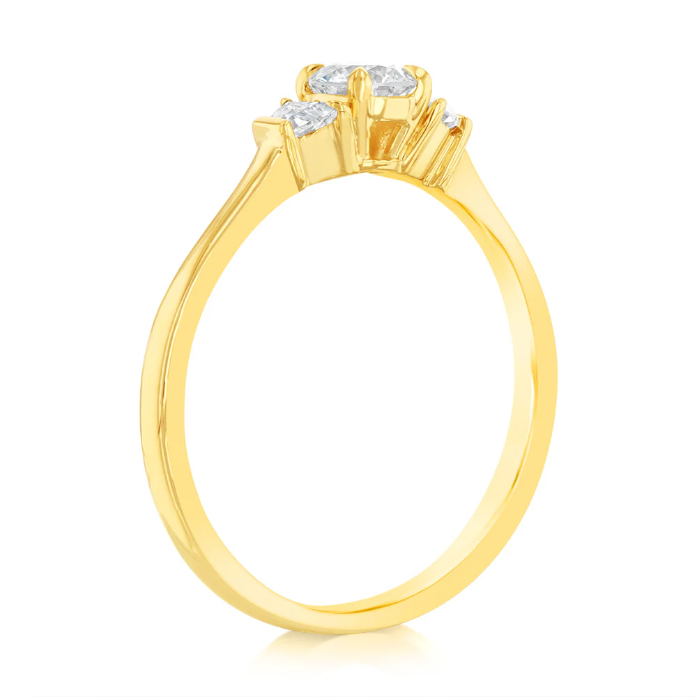 Luminesce Lab Grown 9ct Yellow Gold 0.60 Carat Diamond Solitaire Fancy Ring - Image 3