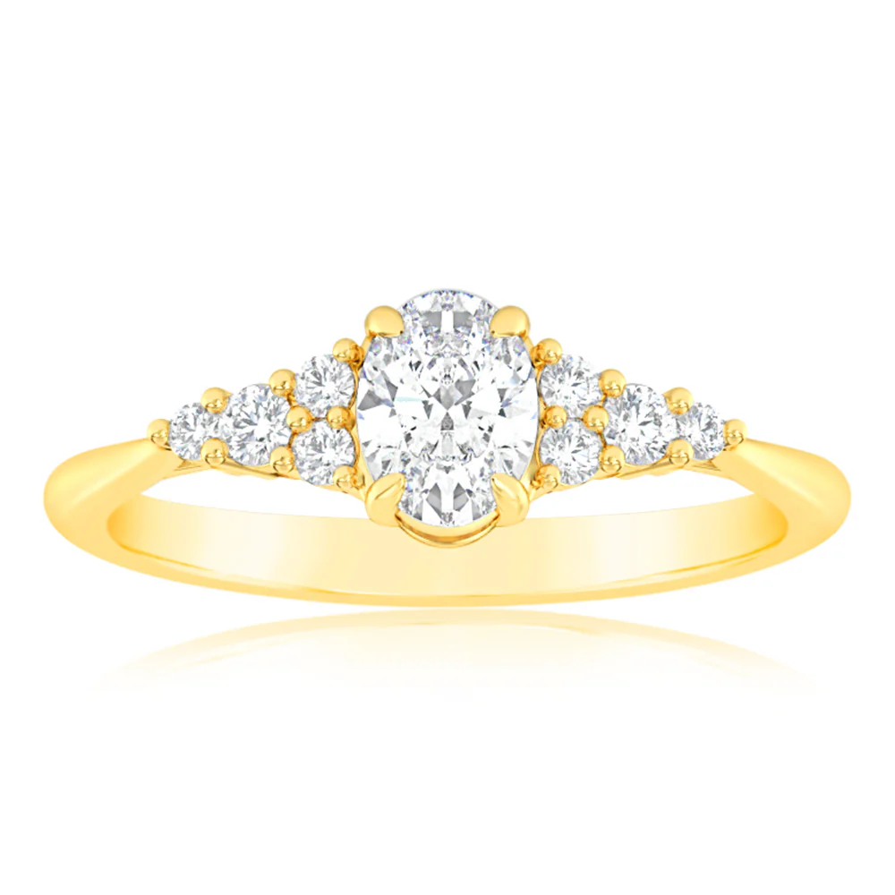 Luminesce Lab Grown 9ct Yellow Gold 0.65 Carat Diamond Solitaire Fancy Ring