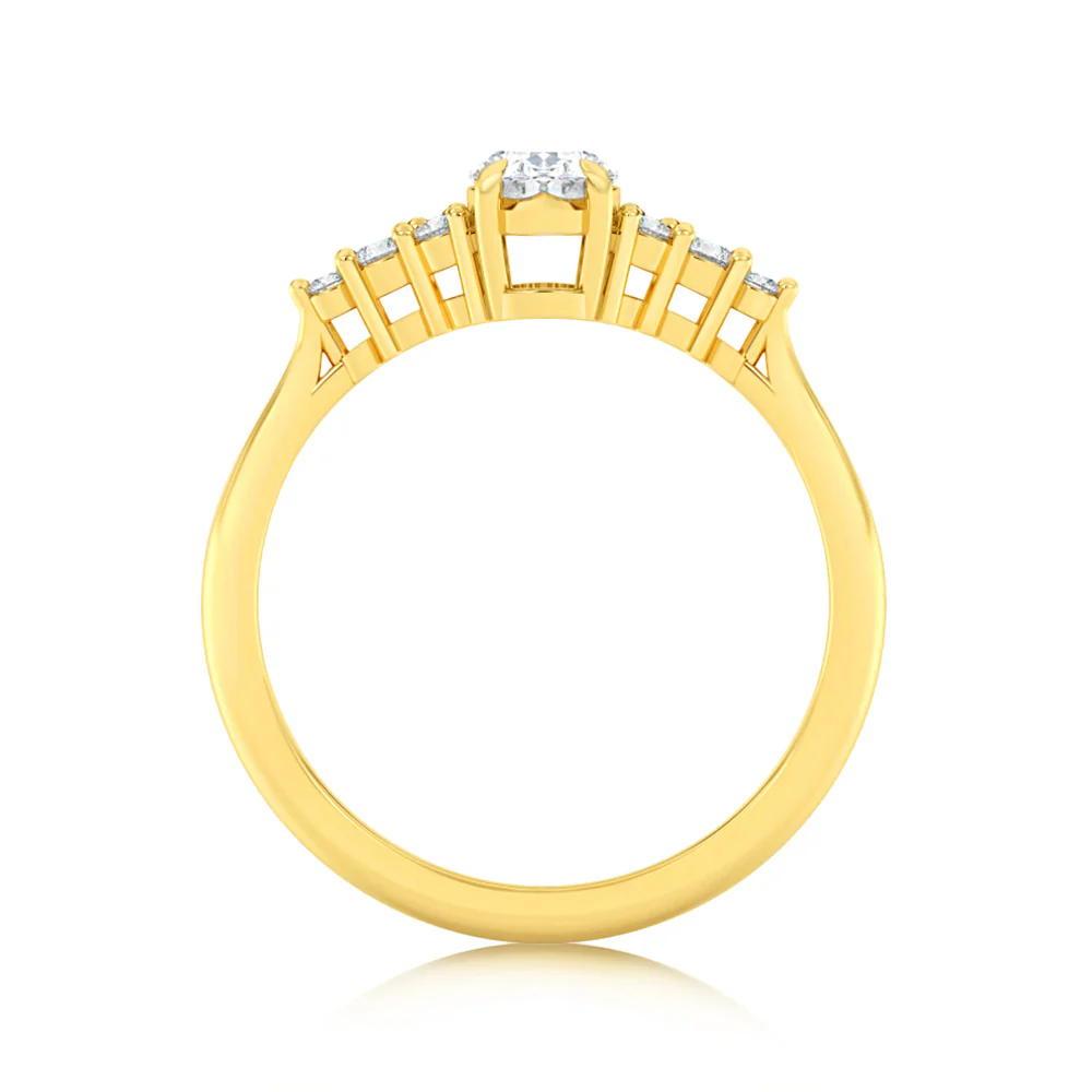 Luminesce Lab Grown 9ct Yellow Gold 0.65 Carat Diamond Solitaire Fancy Ring - Image 2