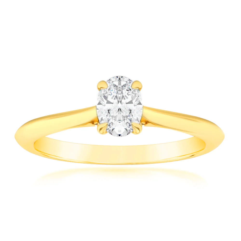 Luminesce Lab Grown 9ct Yellow Gold 0.65 Carat Diamond Solitaire Fancy Ring