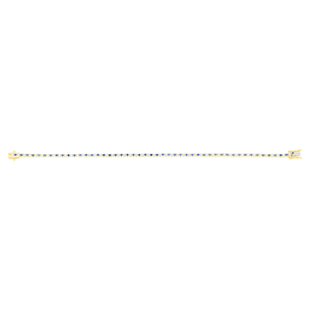 Luminesce Lab Grown 9ct Yellow Gold 0.65 Carat Diamonds + Created Blue Sapphire Bracelet - Image 2