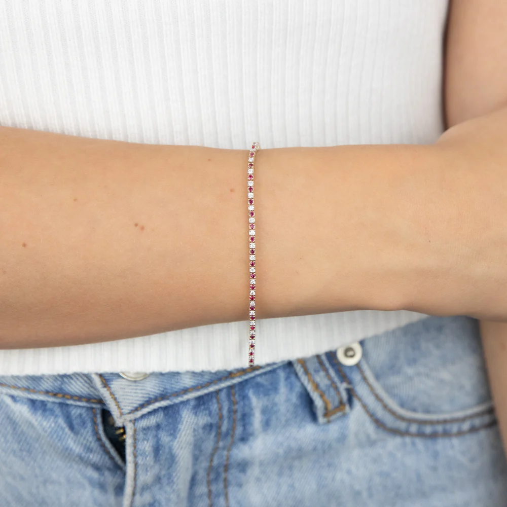 Luminesce Lab Grown 9ct Yellow Gold 0.65 Carat Diamonds + Created Ruby Bracelet - Image 4