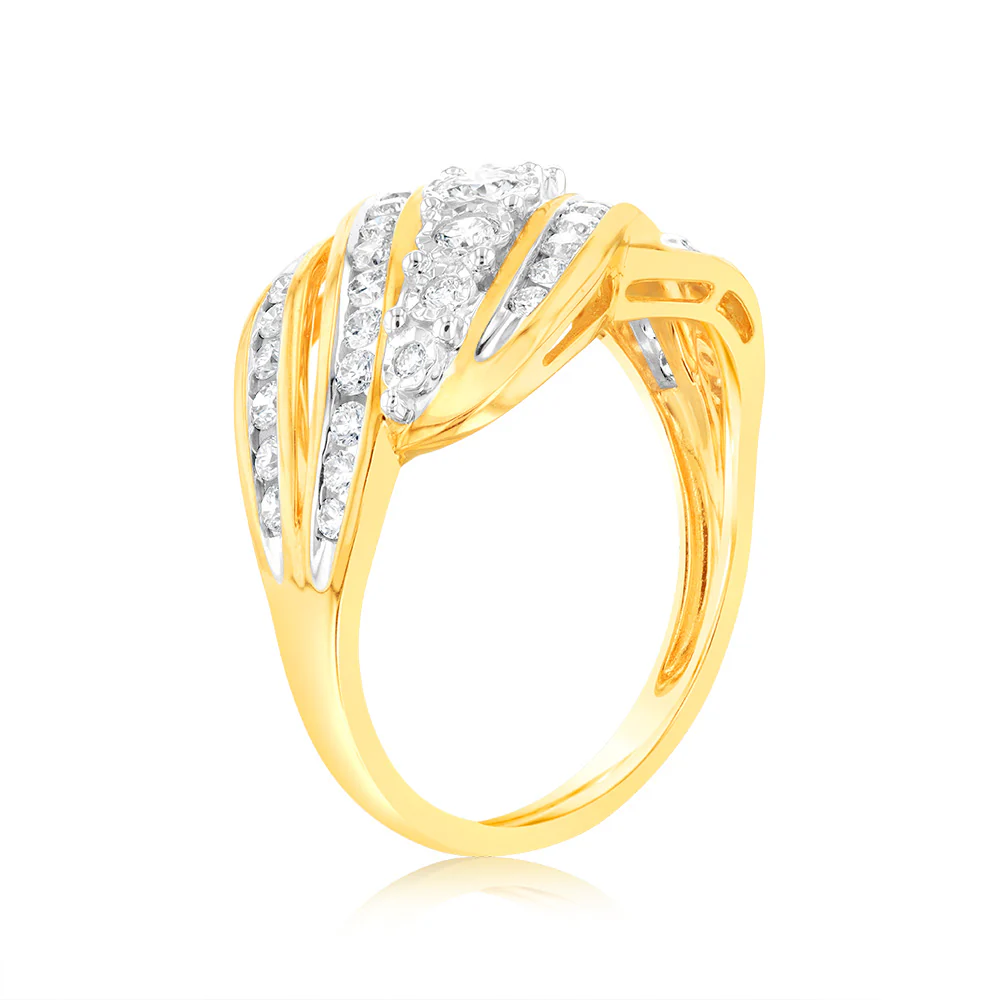 Luminesce Lab Grown 9ct Yellow Gold 0.75 Carat Dress Diamond Ring - Image 3