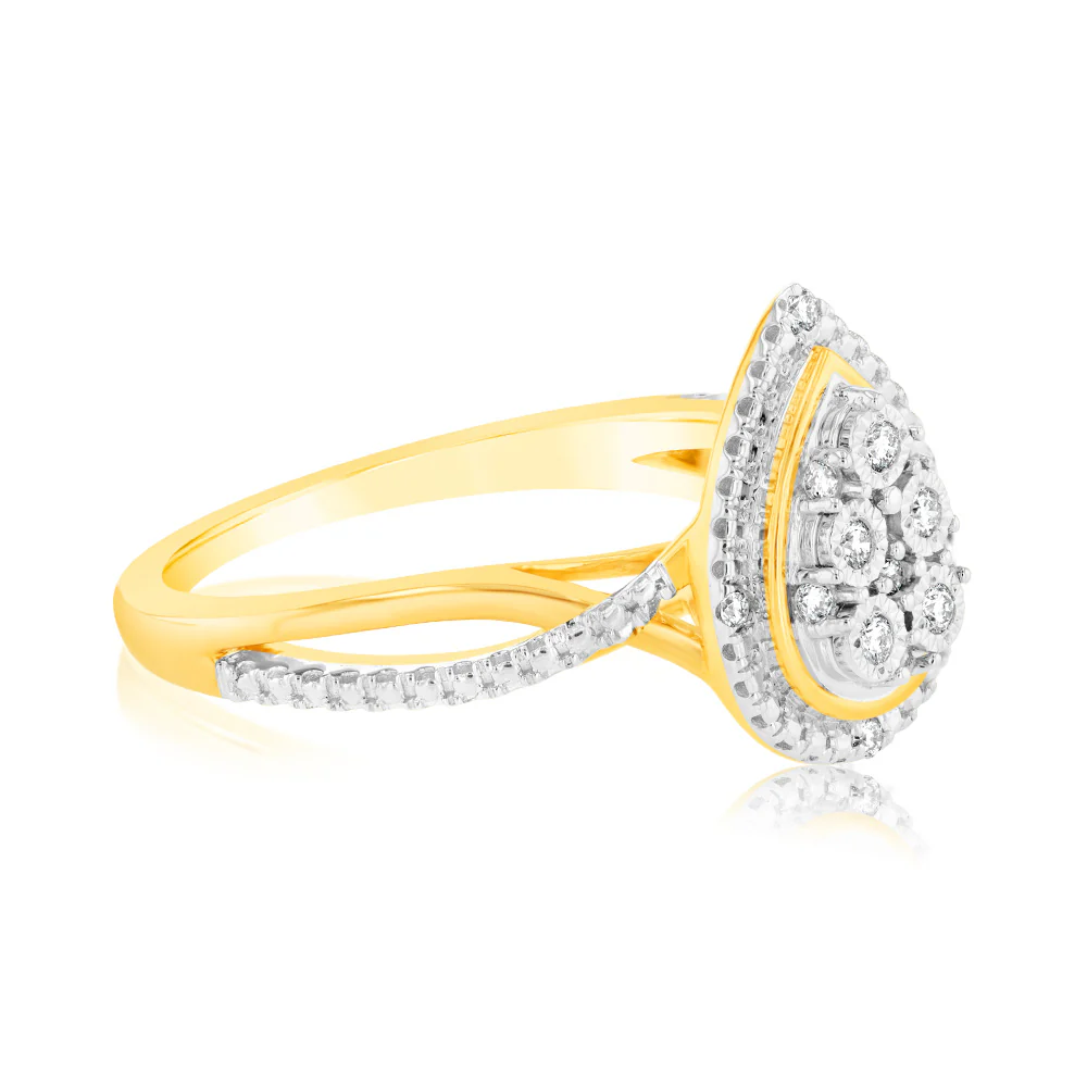 Luminesce Lab Grown 9ct Yellow Gold 1/10 Carat Diamond Ring - Image 2