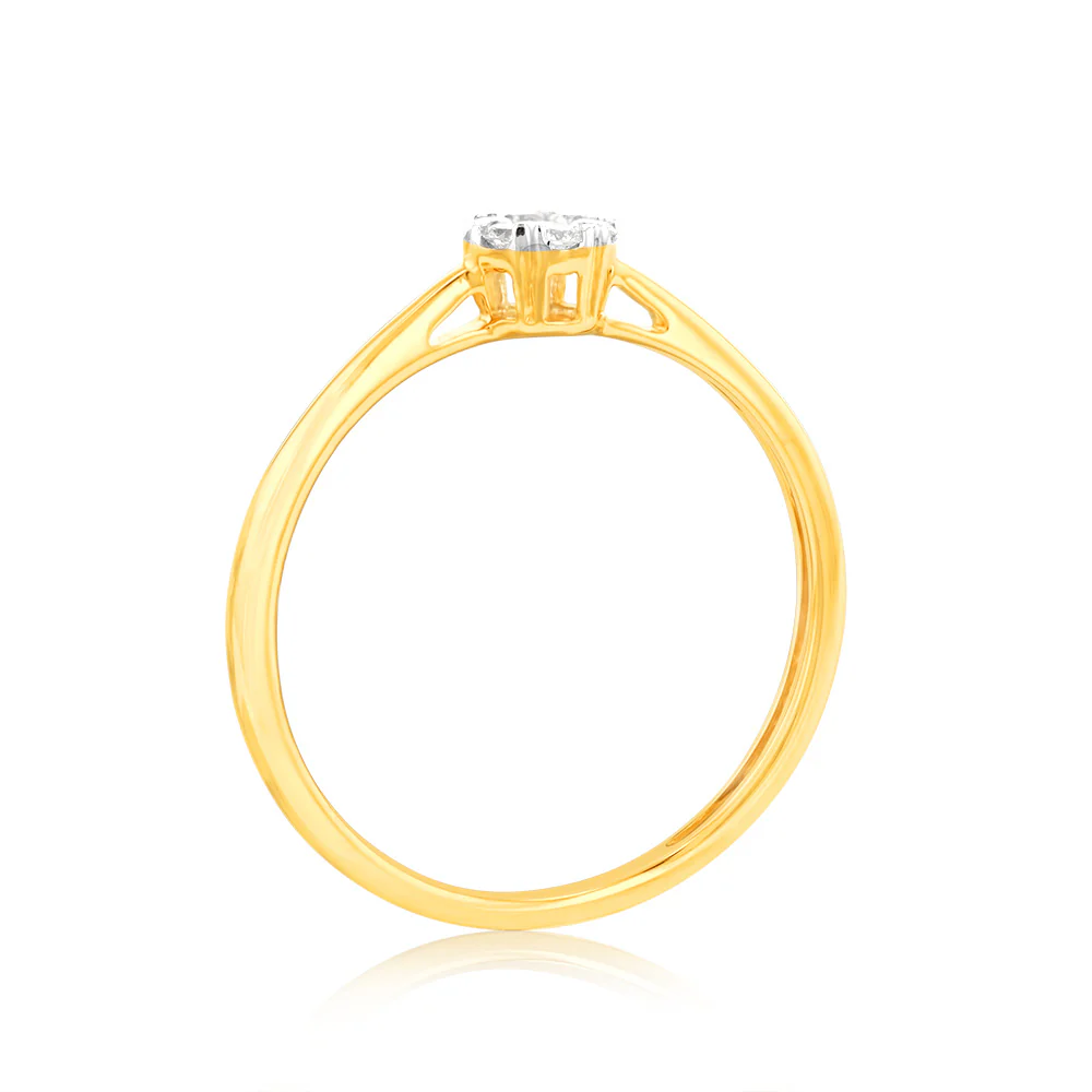 Luminesce Lab Grown 9ct Yellow Gold 1/10 Carat Solitaire Fancy Diamond Ring - Image 3