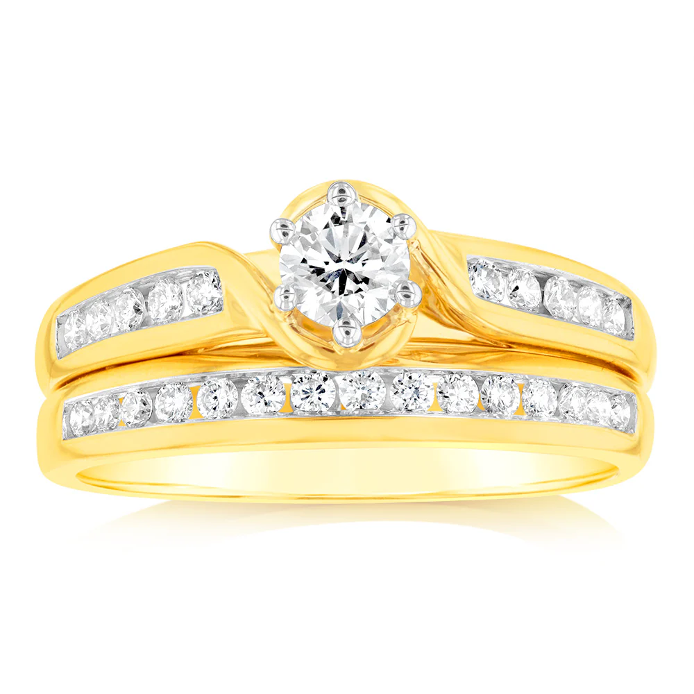 Luminesce Lab Grown 9ct Yellow Gold 1/2 Carat Diamond Bridal Ring Set