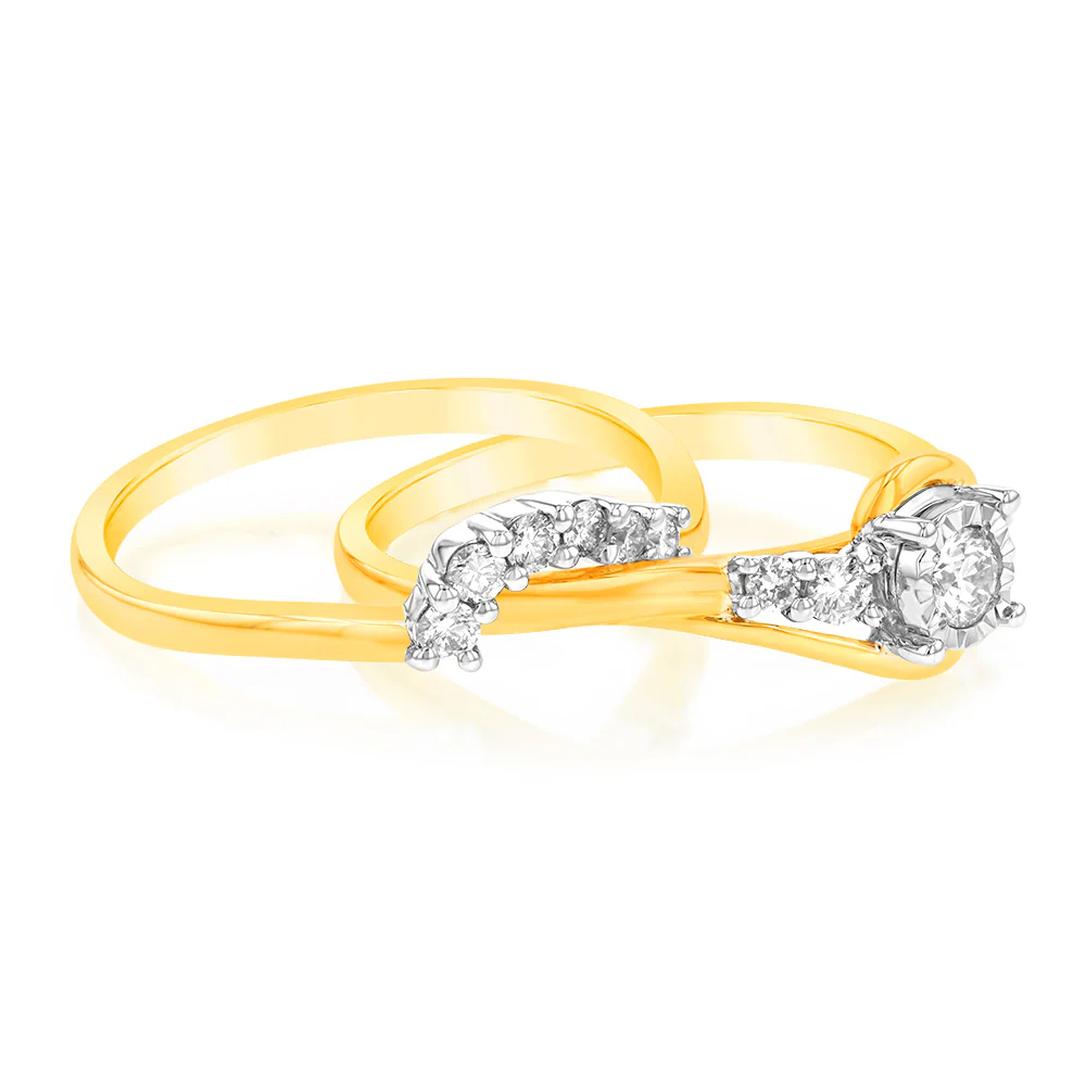 Luminesce Lab Grown 9ct Yellow Gold 1/3 Carat Diamond Bridal Set - Image 2