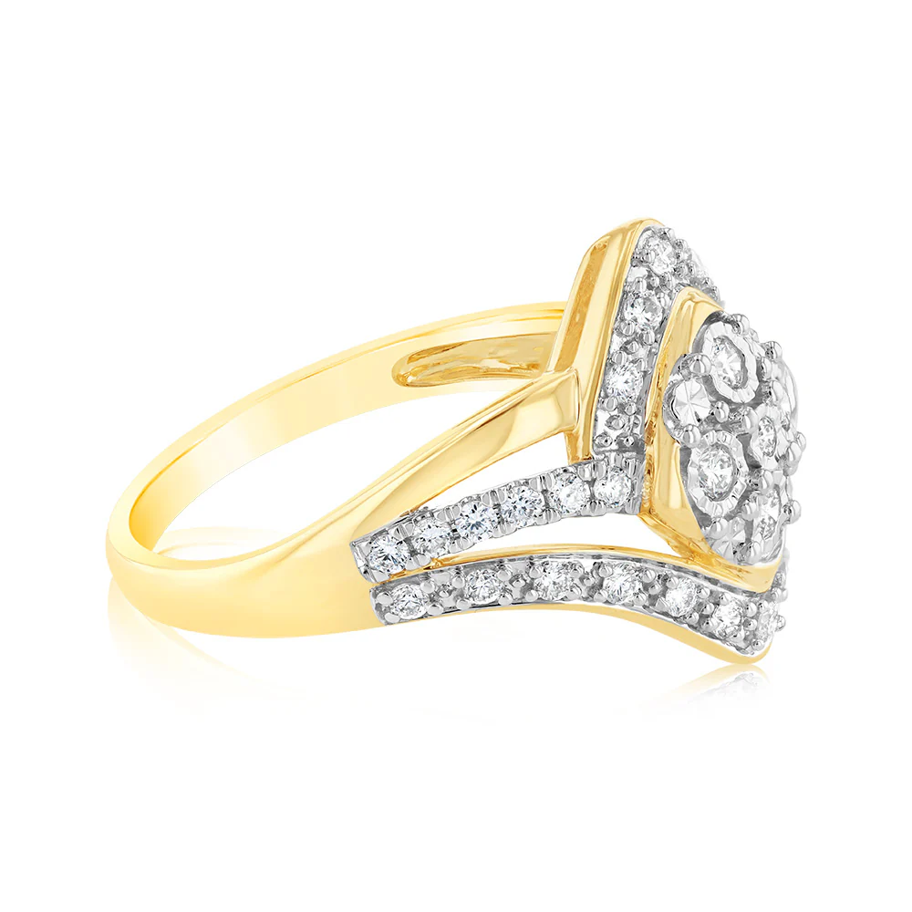 Luminesce Lab Grown 9ct Yellow Gold 1/3 Carat Diamond Dress Ring - Image 2
