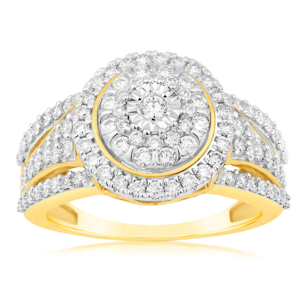Luminesce Lab Grown 9ct Yellow Gold 1 Carat Diamond Dress Ring
