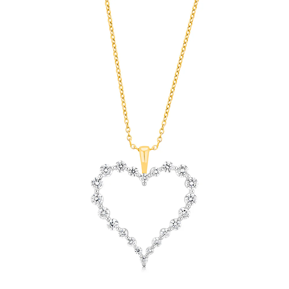 Luminesce Lab Grown 9ct Yellow Gold 1 Carat Diamond Heart Pendant
