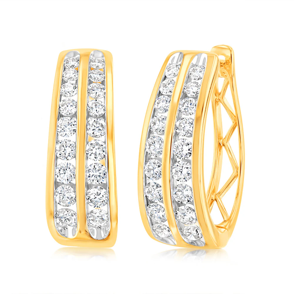 Luminesce Lab Grown 9ct Yellow Gold 1 Carat Diamond Hoop Earring