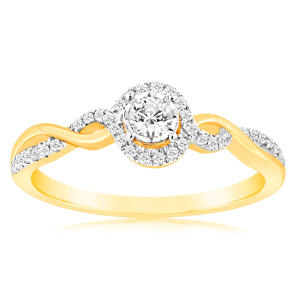Luminesce Lab Grown 9ct Yellow Gold 11 Brilliant Cut Diamond Ring