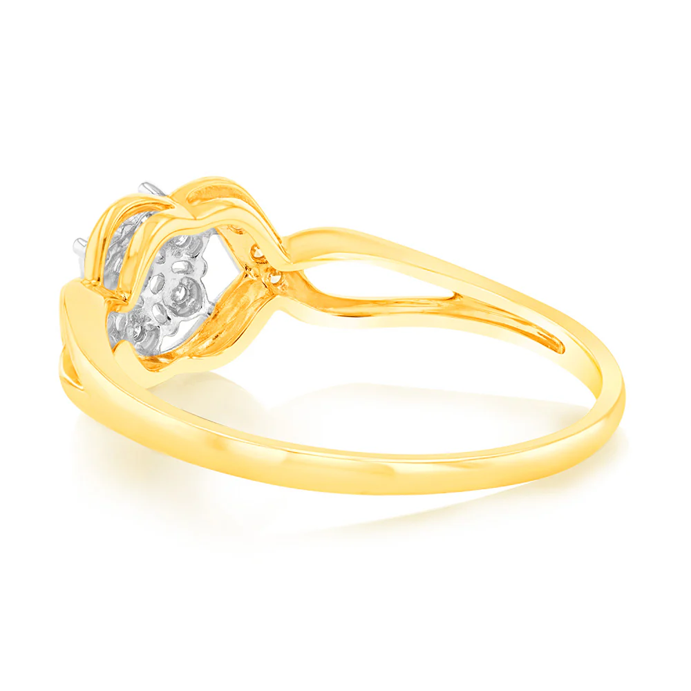 Luminesce Lab Grown 9ct Yellow Gold 15 Diamonds Dress Ring - Image 3