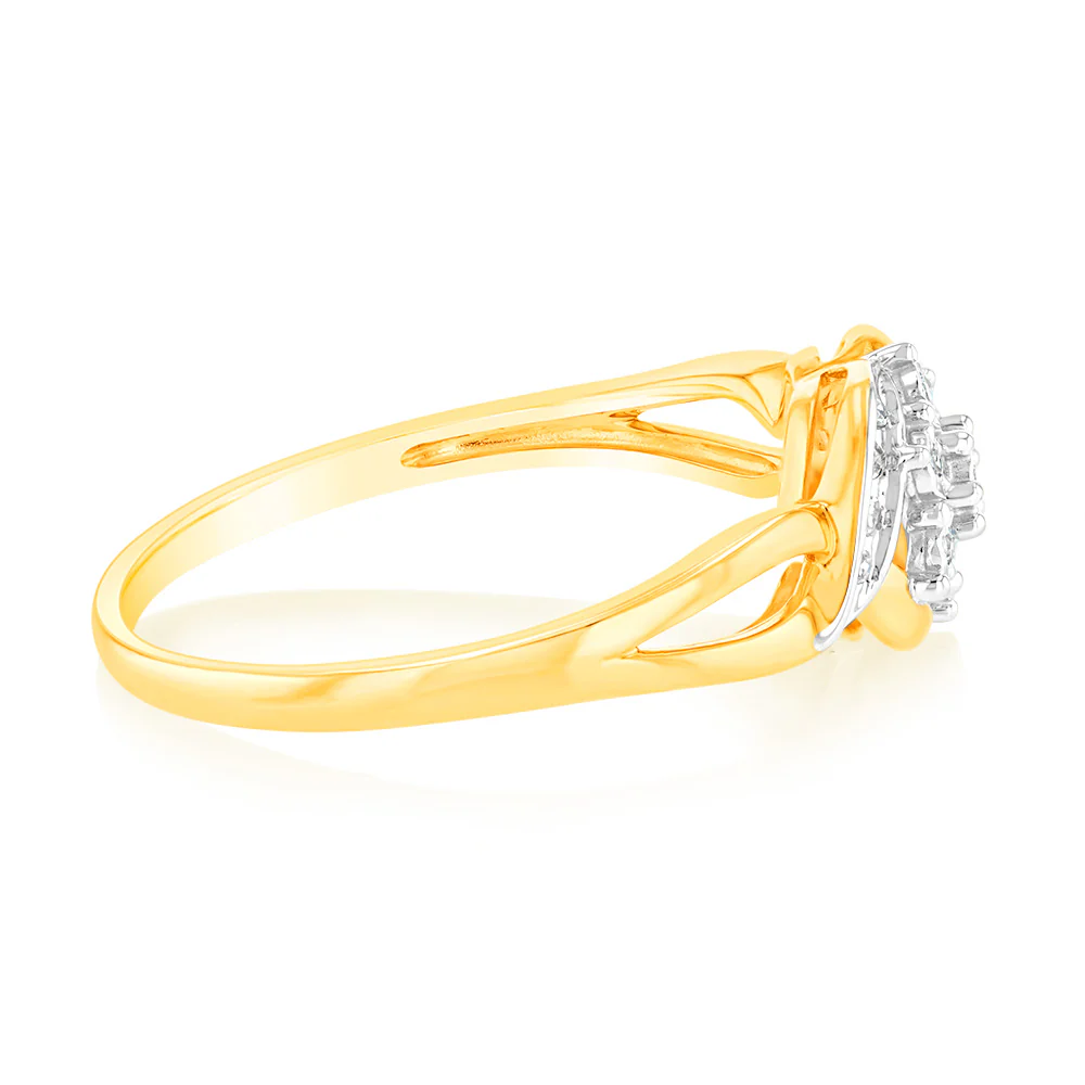 Luminesce Lab Grown 9ct Yellow Gold 15 Diamonds Dress Ring - Image 4