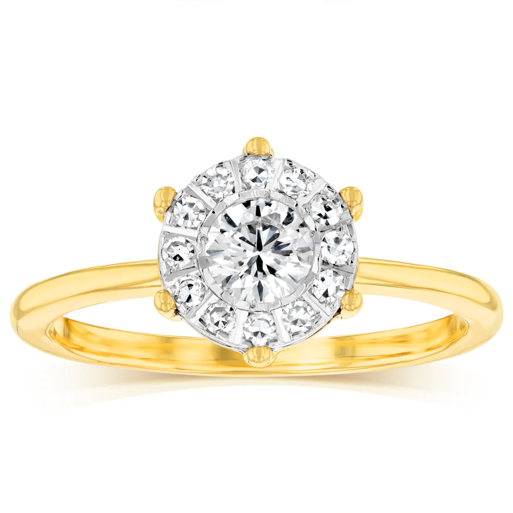 Luminesce Lab Grown 9ct Yellow Gold "2.25 Carat Look" 1/2 Carat Diamond Ring