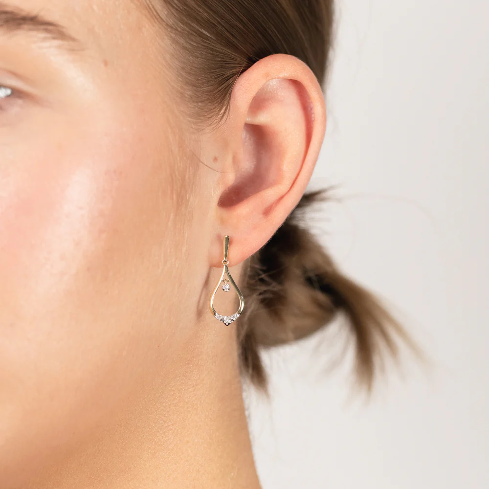Luminesce Lab Grown 9ct Yellow Gold 8 Diamonds Drop earrings - Image 2