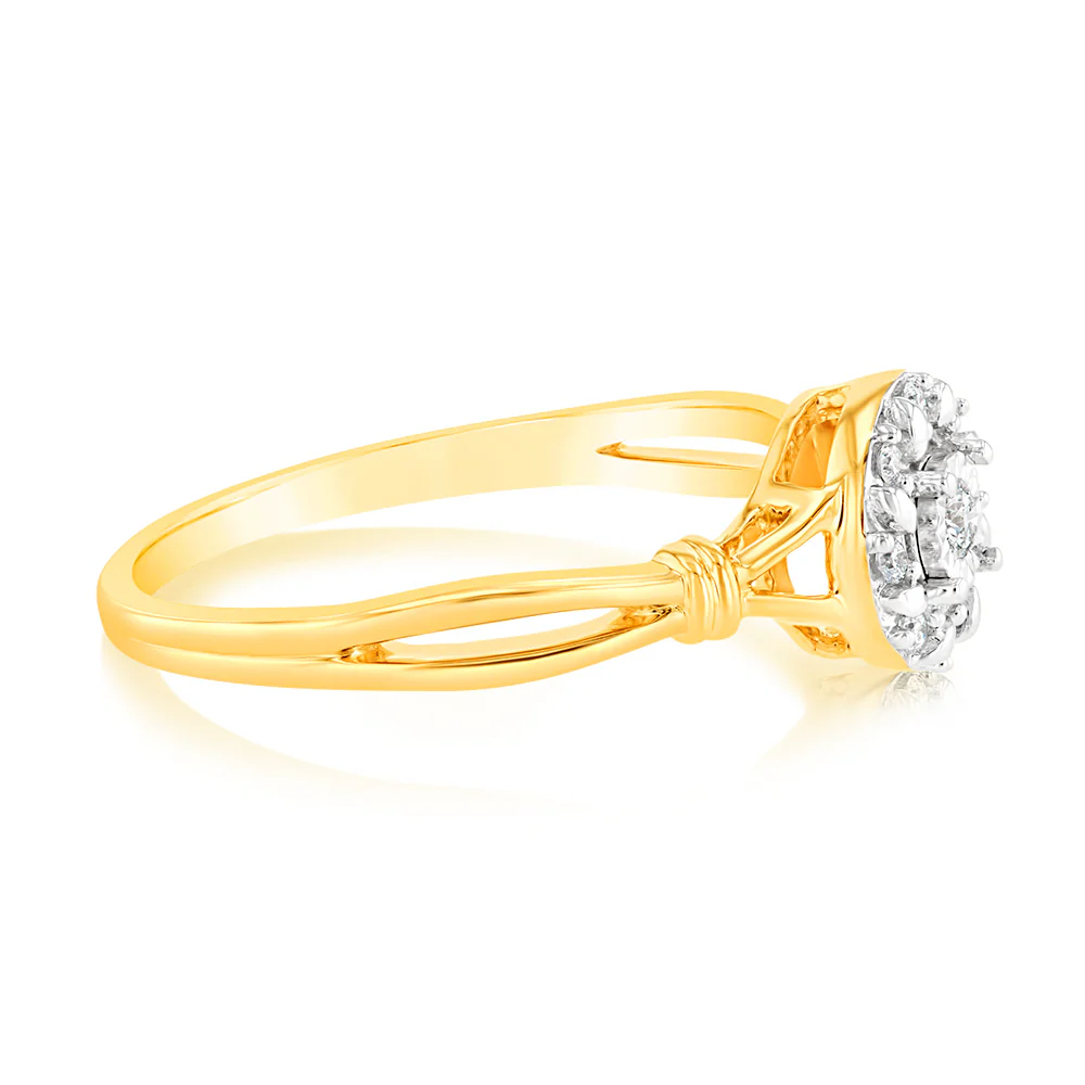 Luminesce Lab Grown 9ct Yellow Gold 9 Diamonds Ring - Image 2
