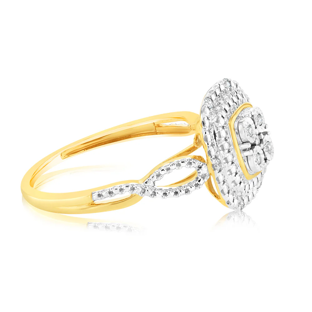 Luminesce Lab Grown 9ct Yellow Gold Ring with 11 Brilliant Cut Diamonds - Image 2