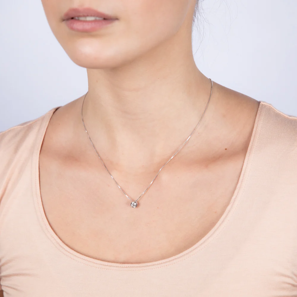 Luminesce Lab Grown Bezel Pendant in 1/2 Carat Diamond with Silver Slider Chain - Image 2