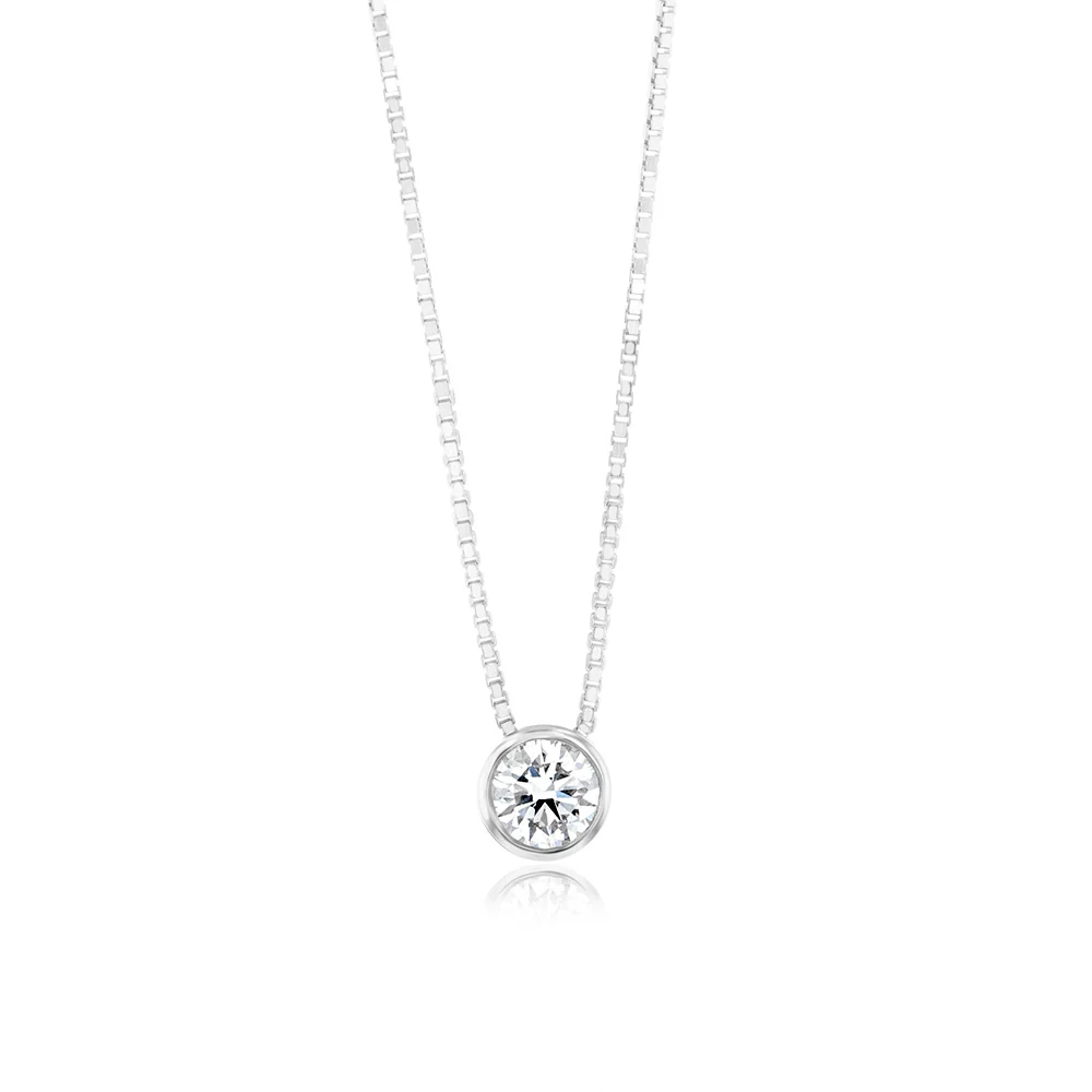 Luminesce Lab Grown Bezel Pendant in 1/4 Carat Diamond with Silver Slider Chain