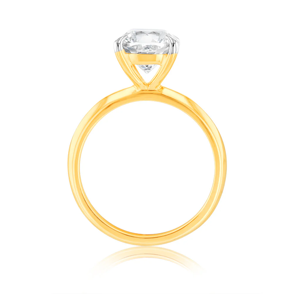 Luminesce Lab Grown Certified 2 Carat Diamond Cushion Cut Ring in 18ct Yellow Gold - Image 4
