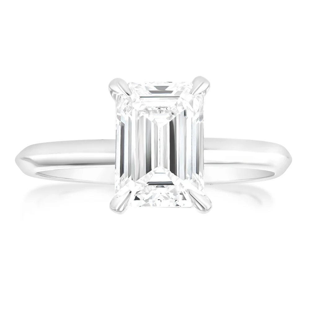 Luminesce Lab Grown Certified 2 Carat Diamond Emerald Cut Ring in 18ct White Gold