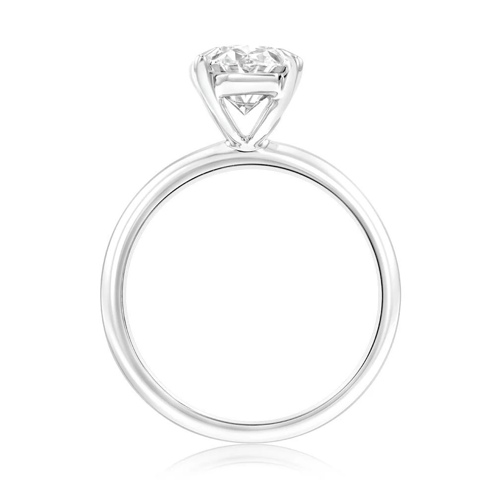 Luminesce Lab Grown Certified 2 Carat Oval Diamond Ring in 18ct White Gold - Image 3