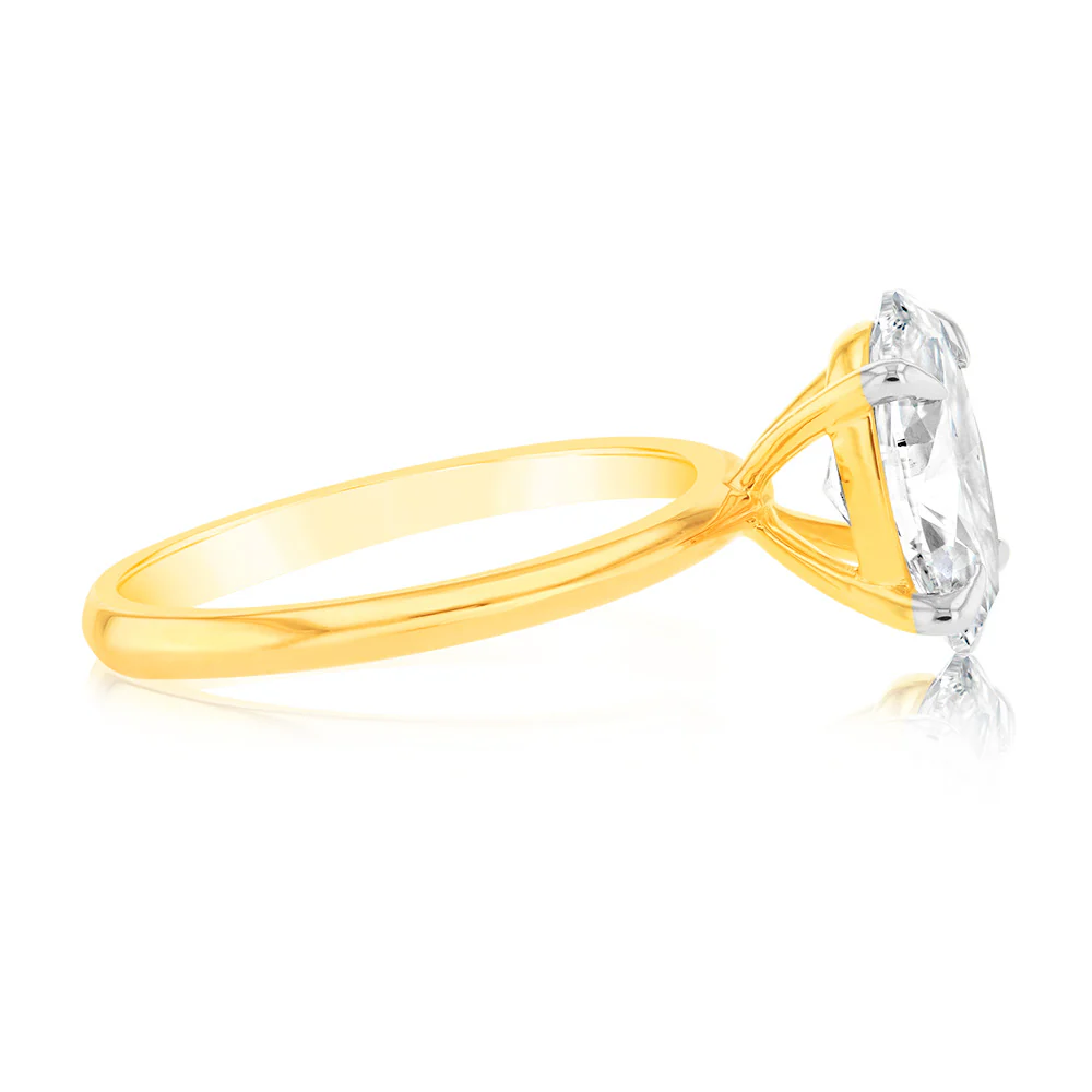 Luminesce Lab Grown Certified 2 Carat Oval Diamond Ring in 18ct Yellow Gold - Image 2