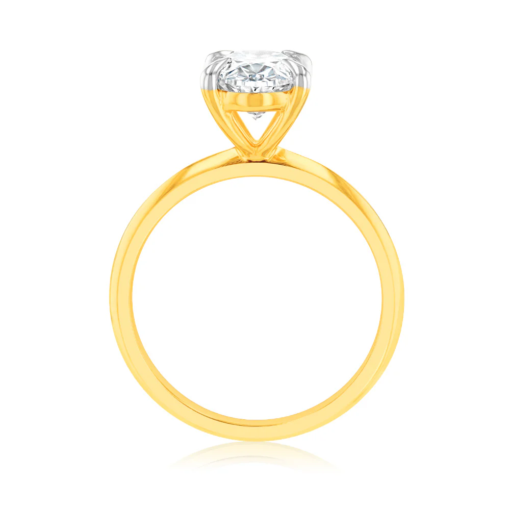 Luminesce Lab Grown Certified 2 Carat Oval Diamond Ring in 18ct Yellow Gold - Image 4