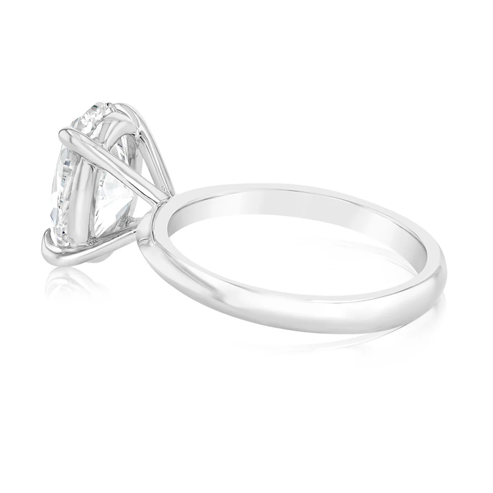 Luminesce Lab Grown Certified 3 Carat Diamond Oval Solitaire Ring in 18ct White Gold - Image 3