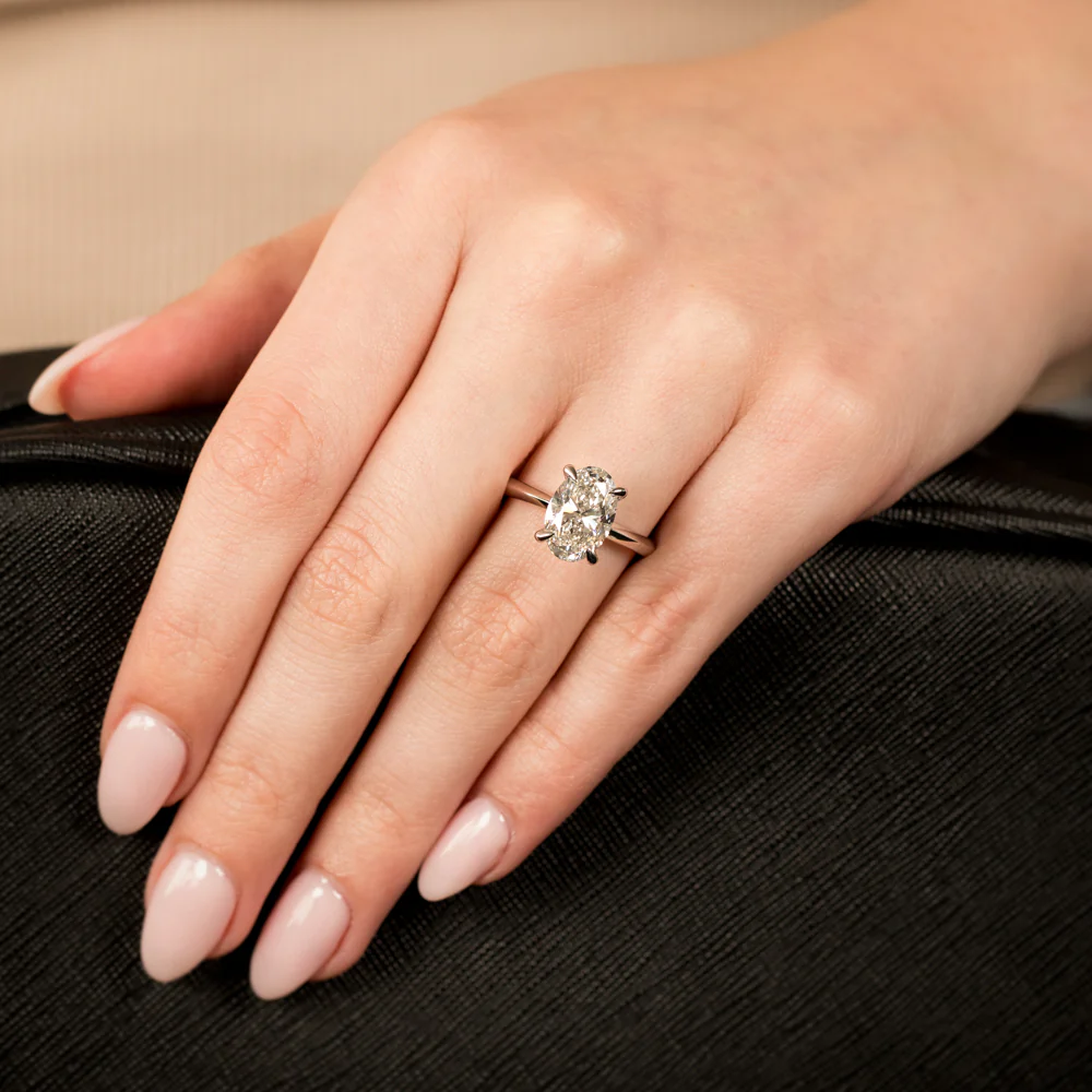 Luminesce Lab Grown Certified 3 Carat Diamond Oval Solitaire Ring in 18ct White Gold - Image 5