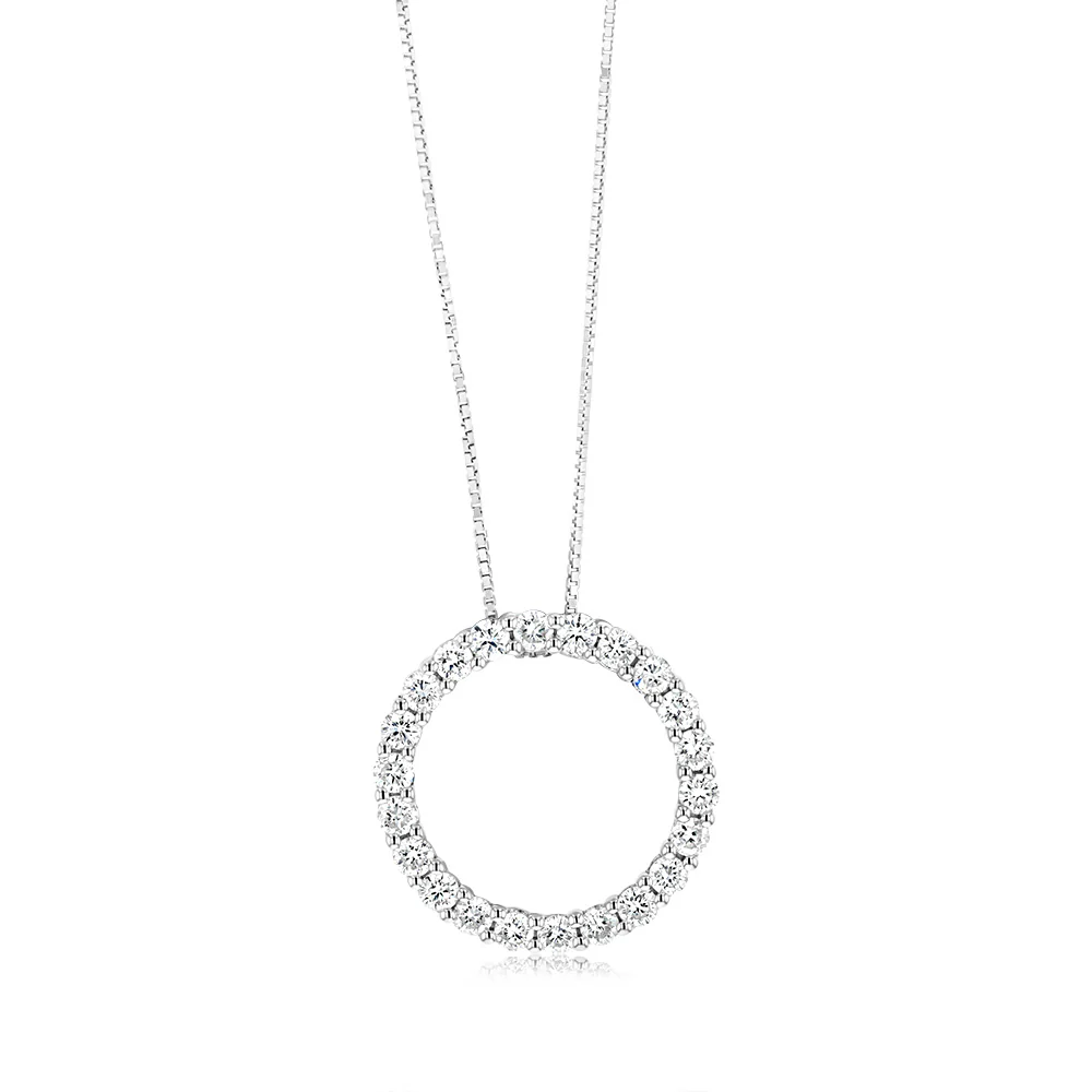 Luminesce Lab Grown Circle Pendant in 1 Carat Diamond with Silver Slider Chain
