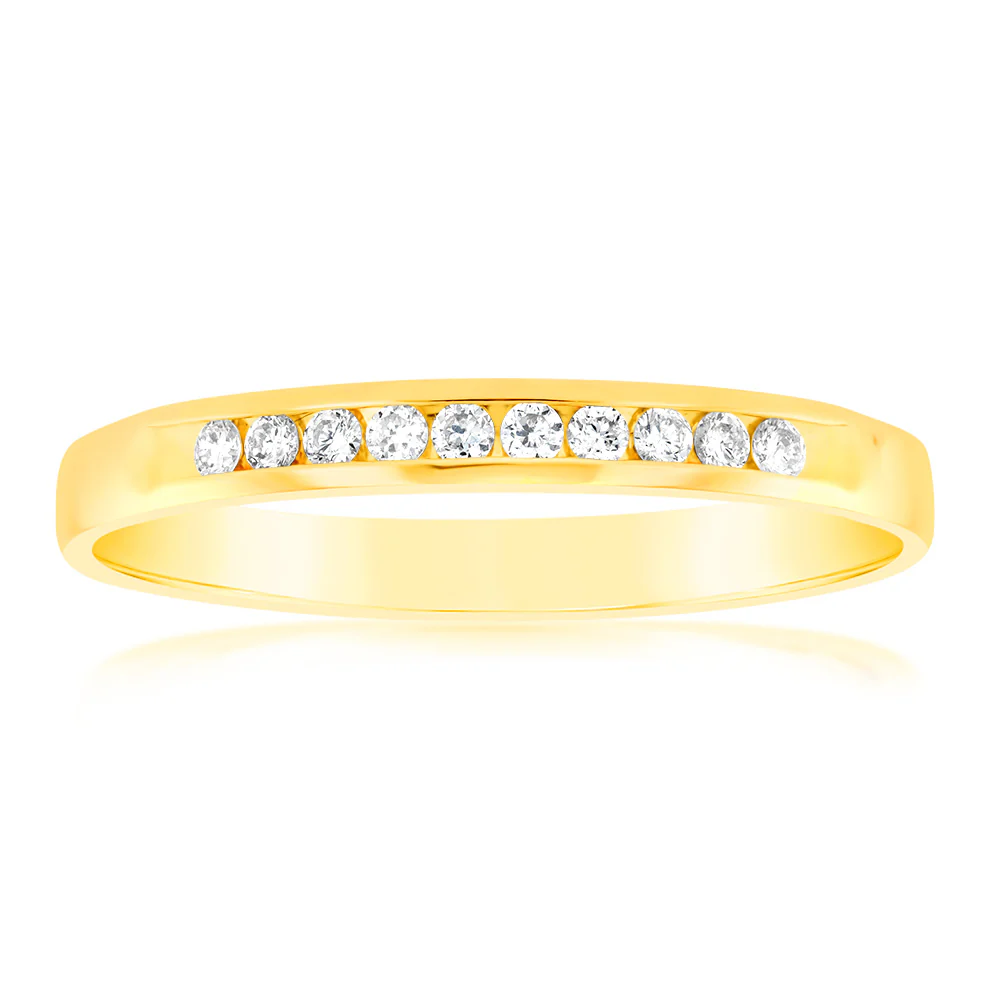 Luminesce Lab Grown Diamond 1/10 Carat Eternity Ring in 9ct Yellow Gold