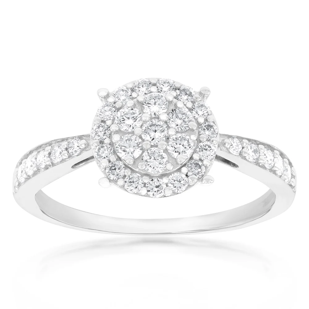Luminesce Lab Grown Diamond 1/2 Carat Cluster Dress Ring in 9ct White Gold