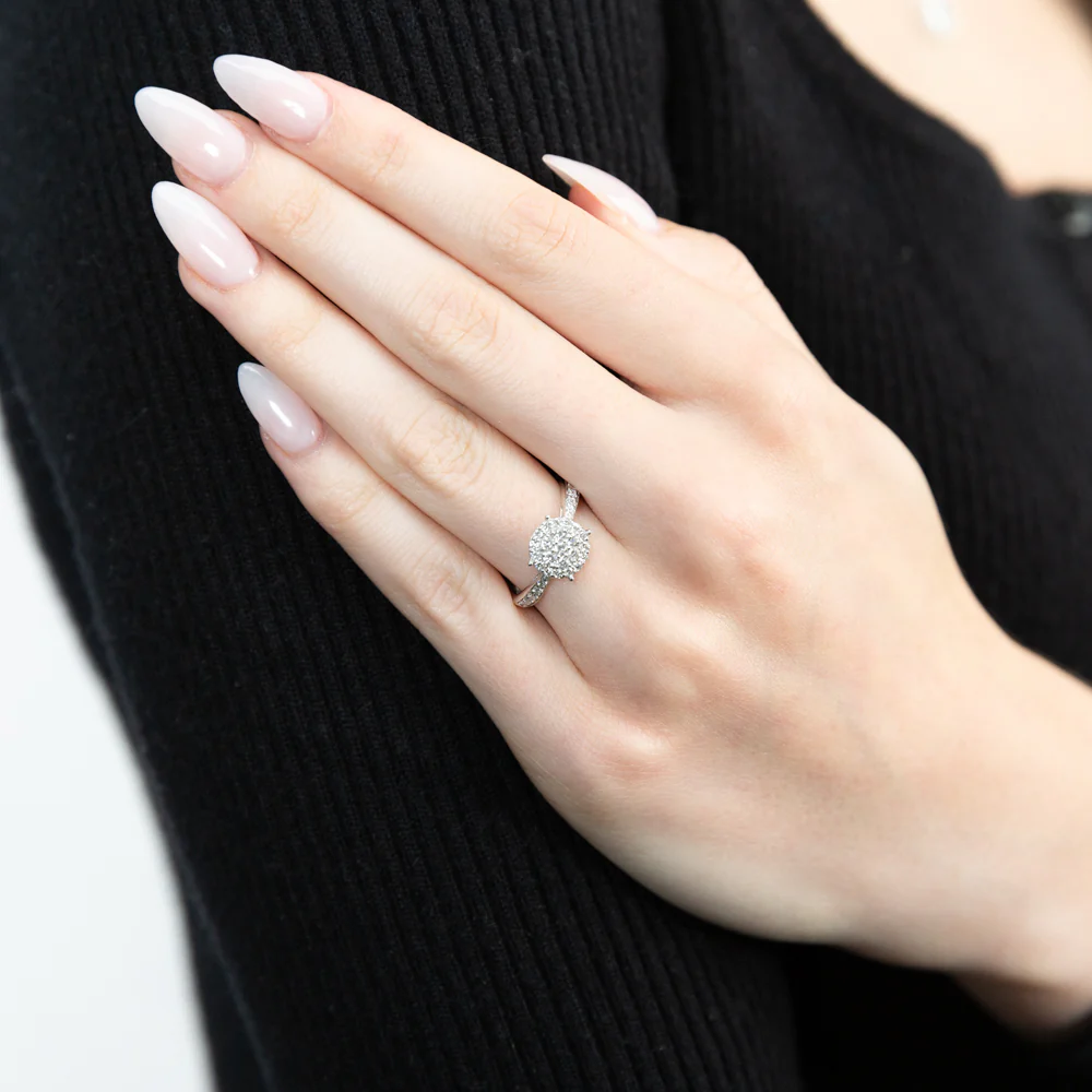 Luminesce Lab Grown Diamond 1/2 Carat Cluster Dress Ring in 9ct White Gold - Image 2