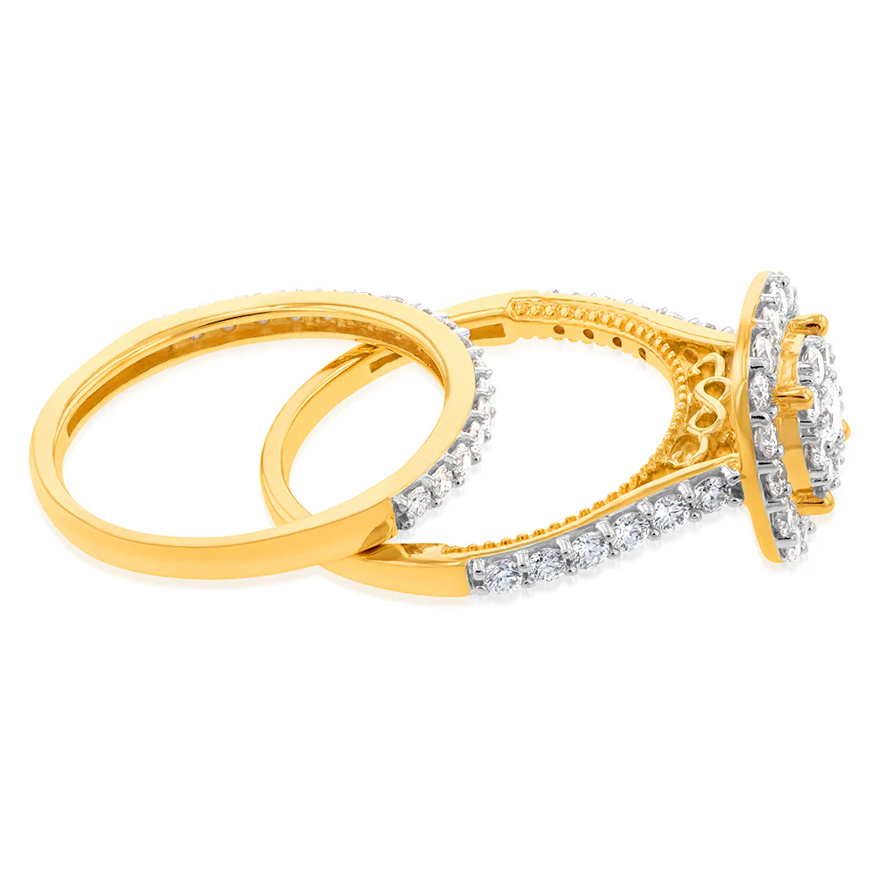 Luminesce Lab Grown Diamond 1.2CT Bridal Set in Cushion Design 10ct Yellow Gold - Image 2