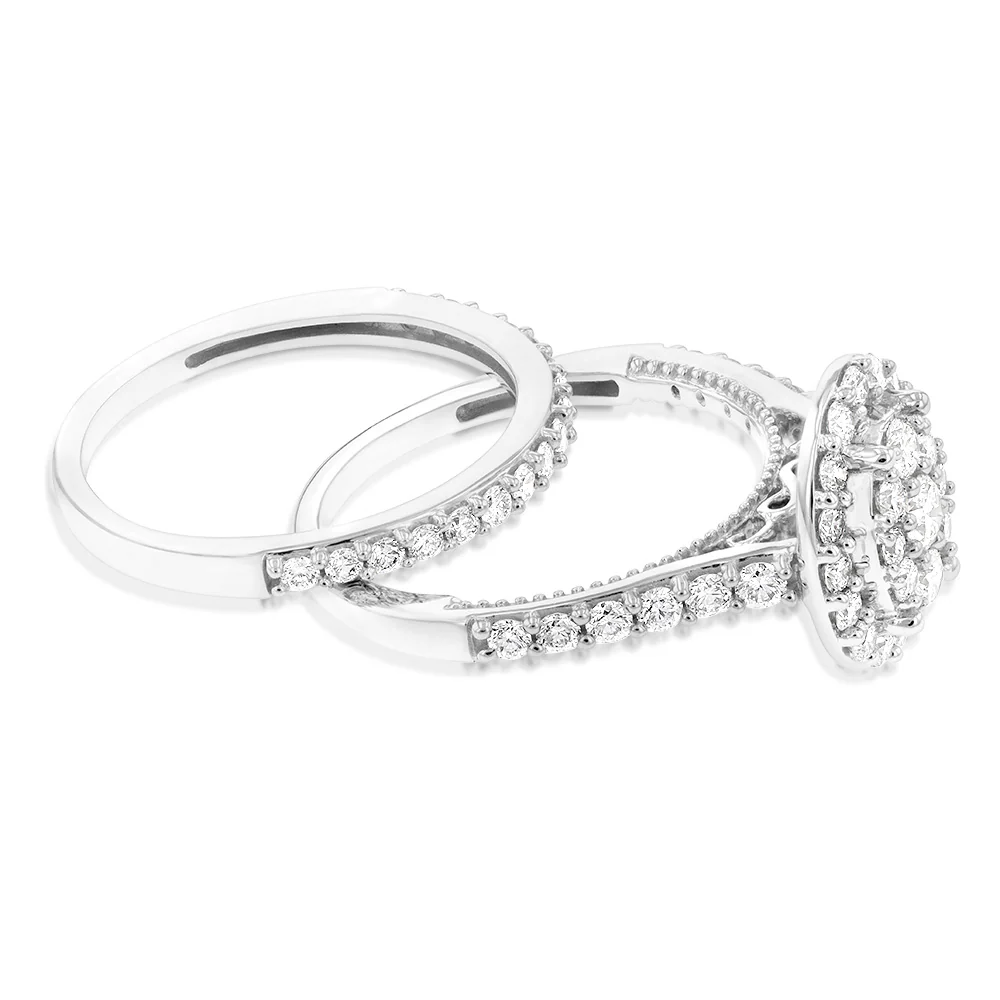 Luminesce Lab Grown Diamond 1.2CT Bridal Set in Oval Design 10ct White Gold - Image 2