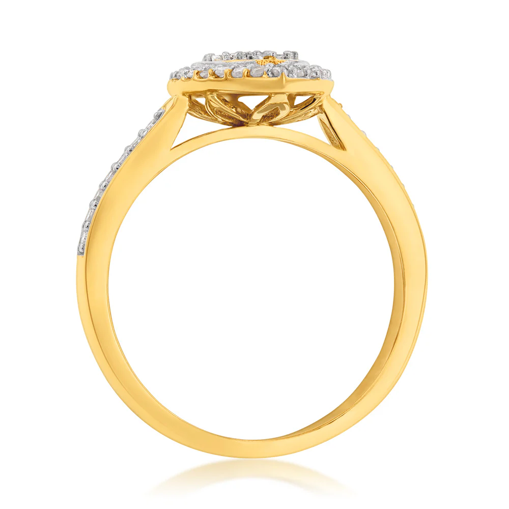 Luminesce Lab Grown Diamond 1/5 Carat Pear Dress Ring in 9ct Yellow Gold - Image 2